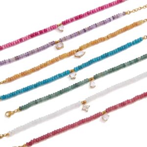 Amazonite Beaded Bracelet with White Star Zircon Pendant