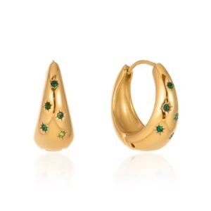 Eight Awn Star Hollow Rhinestone Hoop Earrings