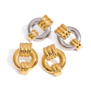 Two Tone Glossy Line Door Handle Earrings