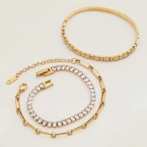 Paperclip Chain Bracelet Zircon Stackable Bracelet