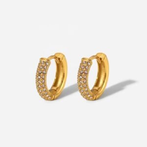 Zircon Paved Hoop Earrings Zircon Huggie Earring