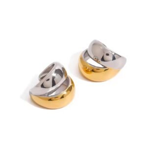 Gold Silver Two Tone Ear Cuff Earrings
