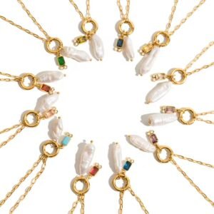 CZ Freshwater Pearl Removable Pendant Birthstone Necklace