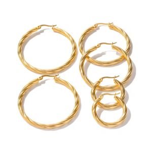Waterproof Big Twist Circle Geometric Hoop Earrings