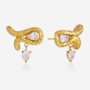 Classic Teardrop Zircon Hammered Texture Ear Cuff Earrings