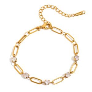 Round White Zirconia Tennis Chain Bracelets Bangle