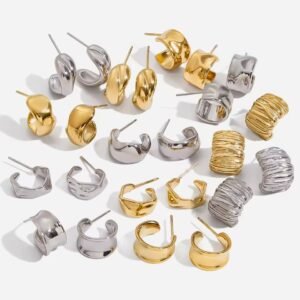 Waterproof Hammered Twist Seasons Hoop Earrings