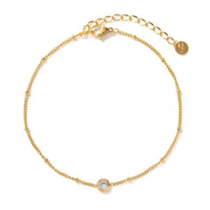 Stainless Steel Waterproof Anklet Jewelry Gift Chain Single Zircon Anklet