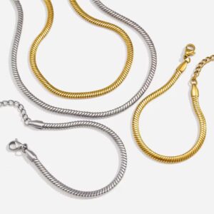 Waterproof Minimalist Tarnish Free Jewelry Snake Chain Bracelet