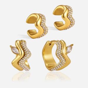 Asymmetric Wavy Marquise CZ Rhinestone Earrings