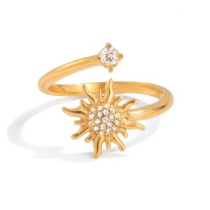 Rhinestone Zircon Sun Open Rings