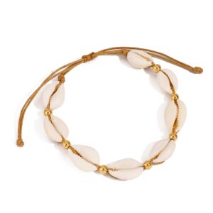 Nugget Shell Cord Braided Adjustable Anklet