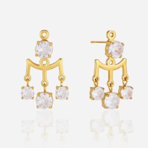 White Zircon Tassel Detachable Front-Back Drop Earrings