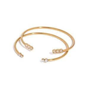 Sparkling Round Rhinestone Zirconia Cuff Bracelet