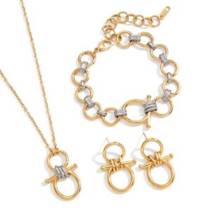 Equestrian Inspired Bridle Shaped Polished Wire Open Jewelry Set