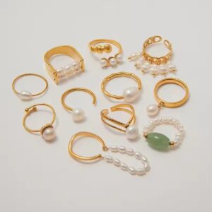 Waterproof Freshwater Pearl Jade Fashion Rings
