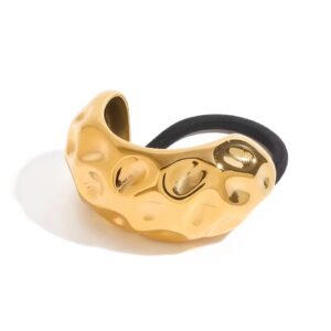 18k PVD Stainless Steel Hammered C-Shaped Black Hair Accessories
