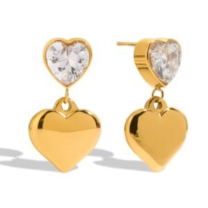 Tarnish Free Zircon Heart Dangle Earrings