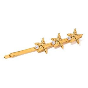 Custom Pearl/Three Starfish Three Imitation Pearl One-line Hair Clip