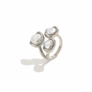 Vintage Three Faux Pearl Ring Ins Niche Minimalist Jewelry for Women