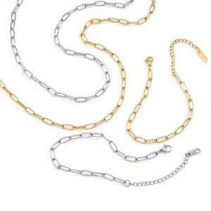 Stainless Steel Paperclip Chain Bracelet Minimalist Oval Link Jewelry for Women Daily Wear