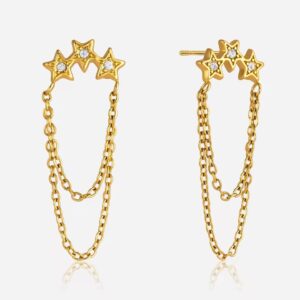 Star Tassel Earrings Rhinestone Star Dangle Jewelry