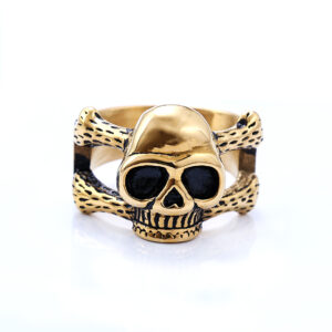 ODM Custom Men Skull Ring, Gothic Punk Heavy Metal Statement Vintage Jewelry for Men