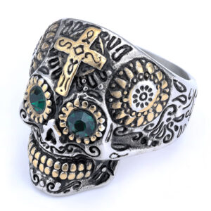 Nordic Skull with Rhinestones Ring Punk Jewelry