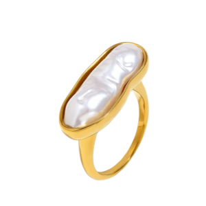Minimalist Jewelry Ring Geometric Rings with Pearls