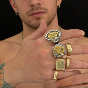 Asymmetric Metal Rings for Men Vintage Punk Hip Hop Ring