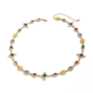 Men Vintage Colorful Gemstone Necklace & Bracelet Set