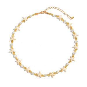 Vacation Style Starfish & Pearl Necklace, Trendy Hip Hop Clavicle Chain