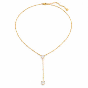 Simple Micro Inlaid White Cubic Zircon Y Shape Necklace