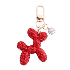 Cute Balloon Puppy Pendant Diamond Keychain Full Rhinestone Animal Doll Pendant Keyring