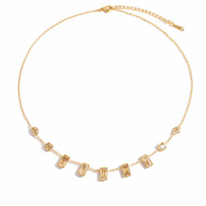 Square Cubic Zirconia Earrings & Necklace Jewelry Sets
