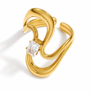 Irregular Ring with Sparkling Cubic Zircons