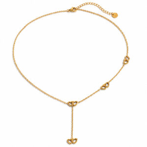 Interlocking Heart Y-Shaped Clavicle Chain Necklace & Bracelet Sets