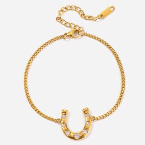 Gold Horseshoe Heart Zircon Bracelet