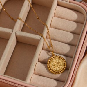 Vintage Star Disc Stainless Steel Necklace