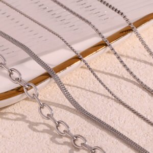 Titanium Steel S Blade Box Plain Chain Necklace