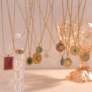 Natural Stone Shell Eye Necklace