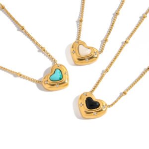 Heart Turquoise Zircon Necklace