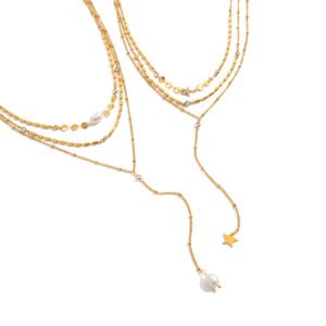 Star Zircon Triple Y Tassel Necklace