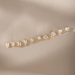 Classic Basic Square Star White Zircon Stud Earrings