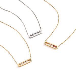 Zircon Sliding Bead Pendant Necklace