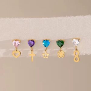 Stainless Steel Heart Zircon Hollow Slice Cutting Craft Pendant Waterproof Drop Earrings