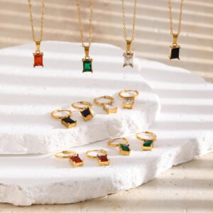 18K Gold Plated Square Titanium Steel Set
