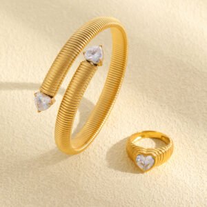 Plated Heart Zircon Jewelry Set