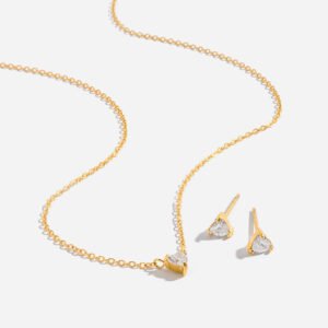 Heart Zircon Necklace Earring Set