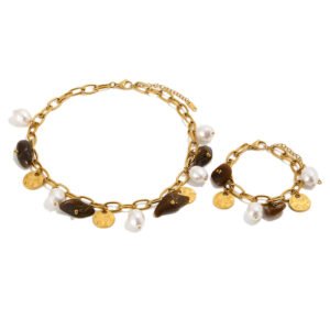 Cross Chain Acrylic Pearl Bracelet